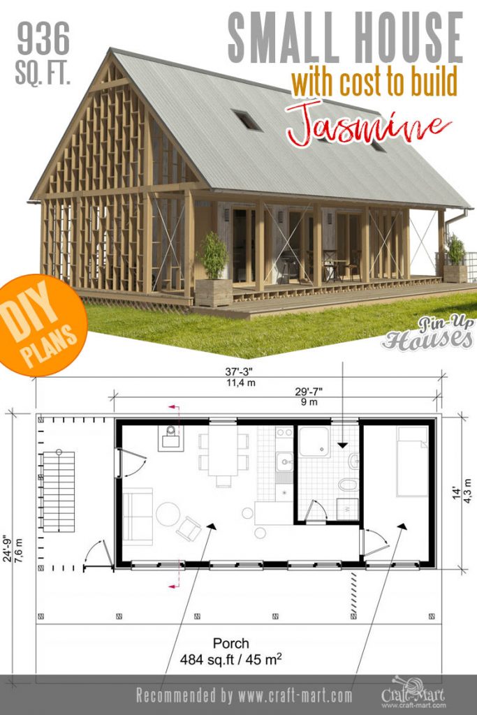 Traditional small house plans with a loft under 1000 sq ft