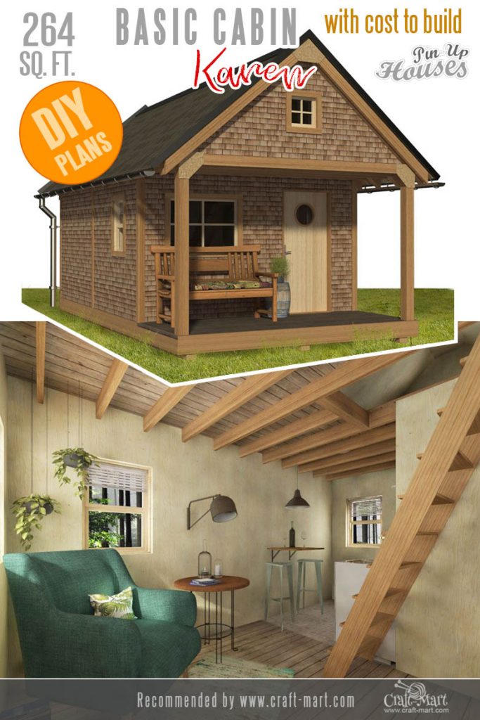 Tiny Cabin Plans with a loft and a porch