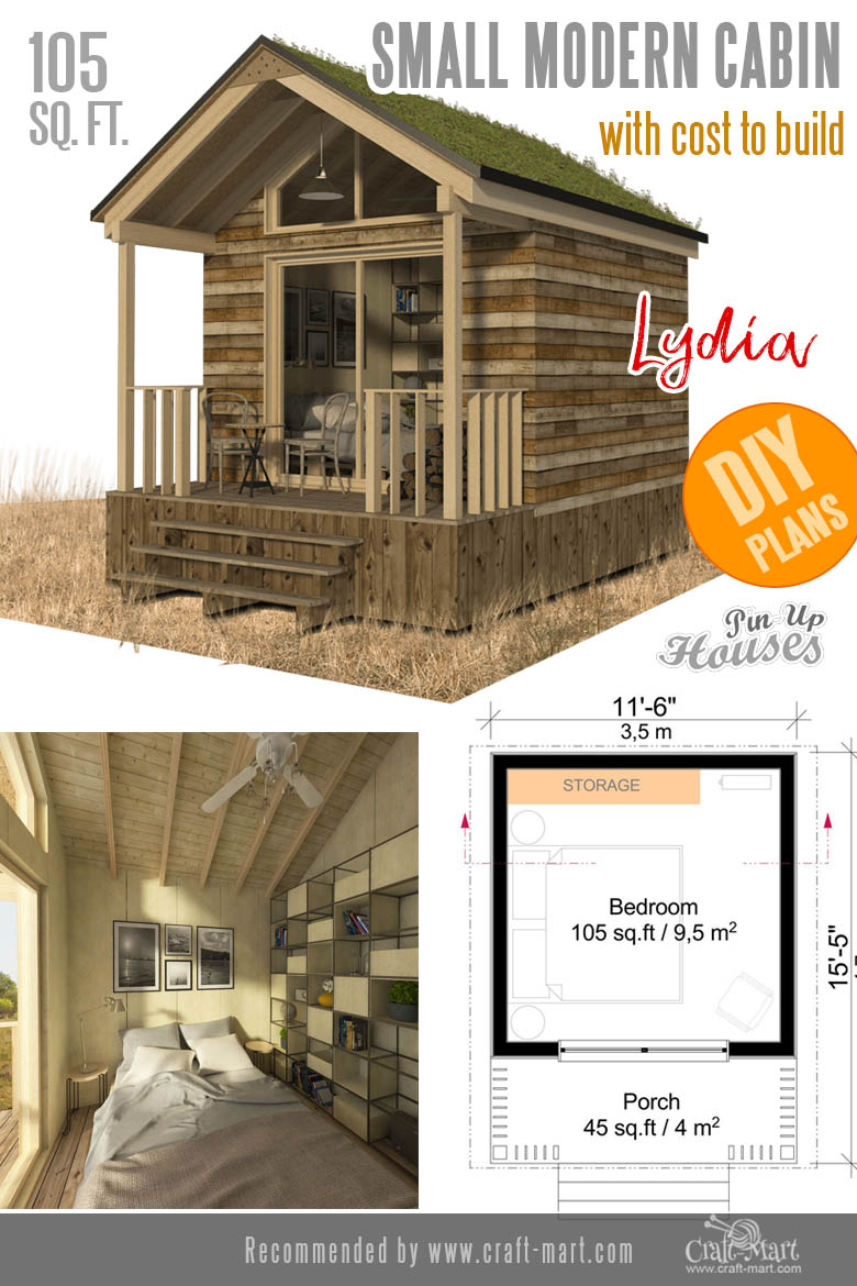 Modern tiny home Plans Lydia with a porch