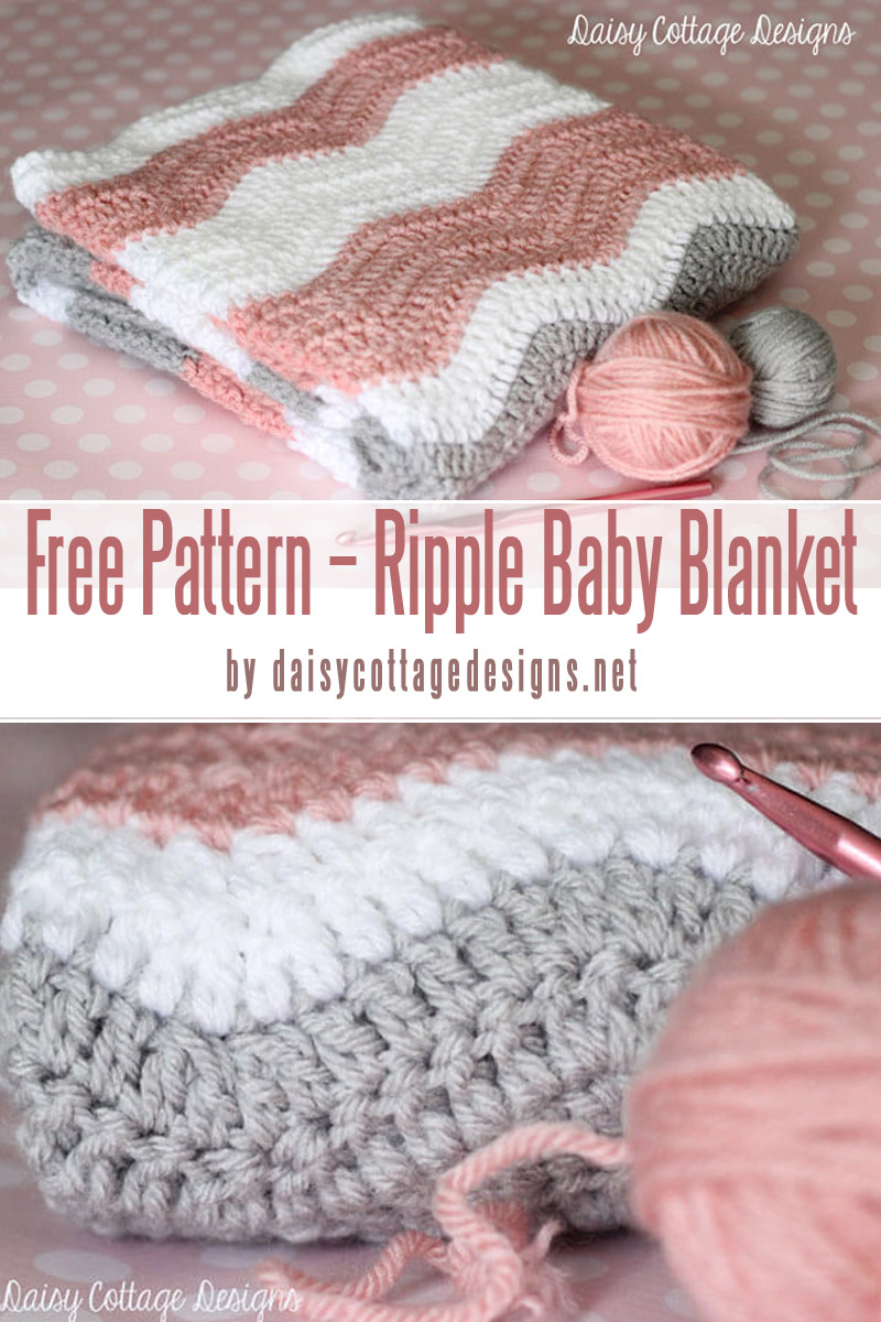 Free Pattern – Ripple Baby Blanket - best baby blankets for for beginners curated by craft-mart.com #crochetfreepattern #crochet4beginners #freecrochetbabyblanketpattern #easycrochetprojects 