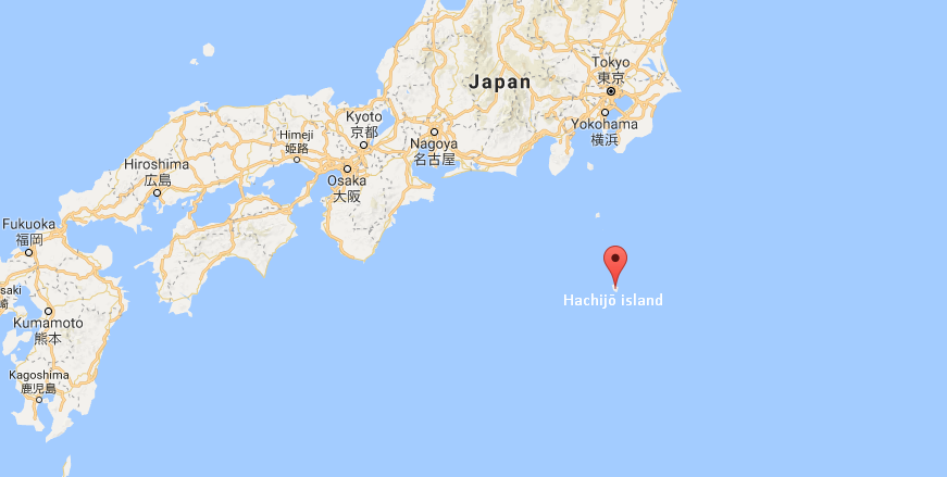 Hachijō island location map - ashitaba plant still grows there. 