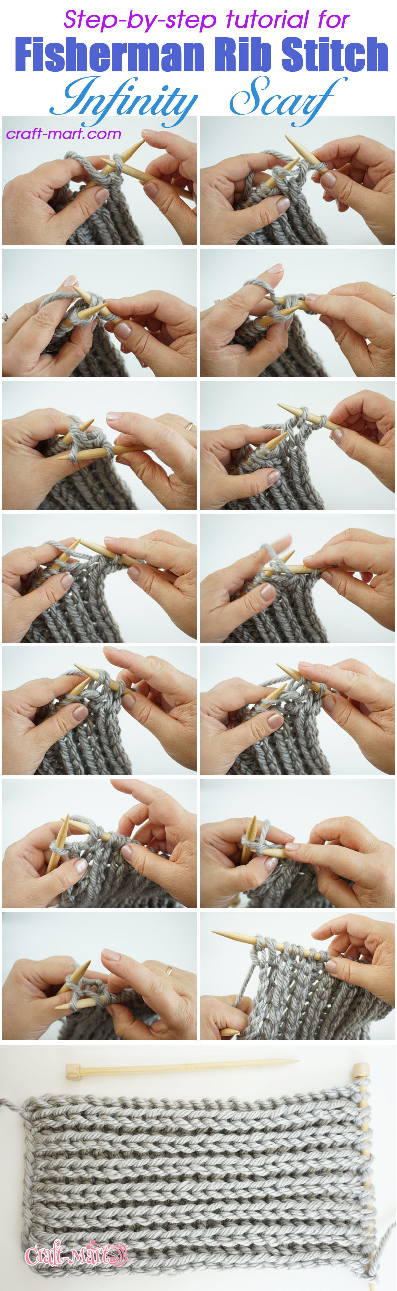 How to knit a scarf step by step