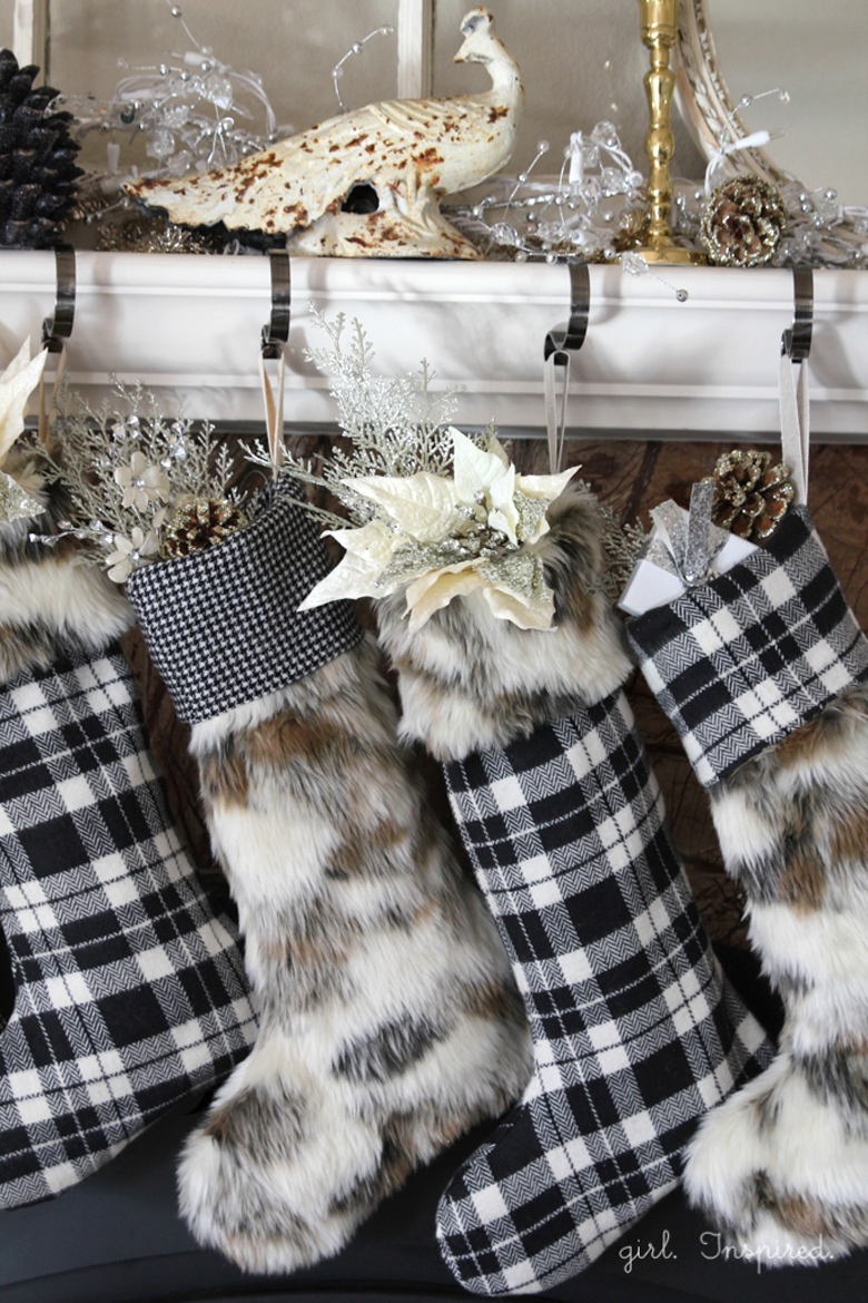 Using Stockings as rustic christmas ornaments is always a good idea for rustic Christmas decor
