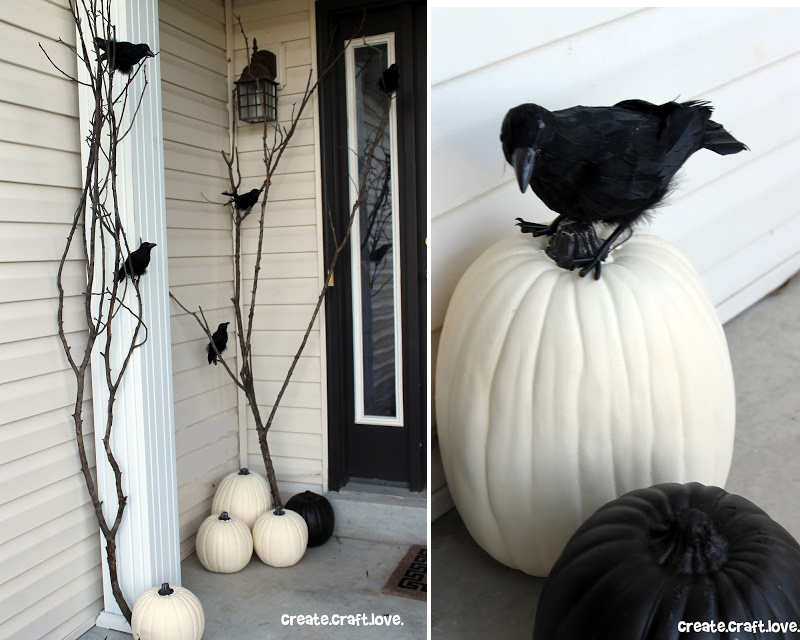 BLACK AND WHITE PORCH WITH RAVENS