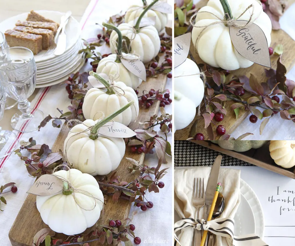 WHITE PUMPKINS SIMPLE THANKSGIVING CENTERPIECE