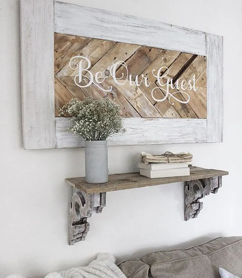 Rustic Wooden Chevron Sign 'Be Our Guest'