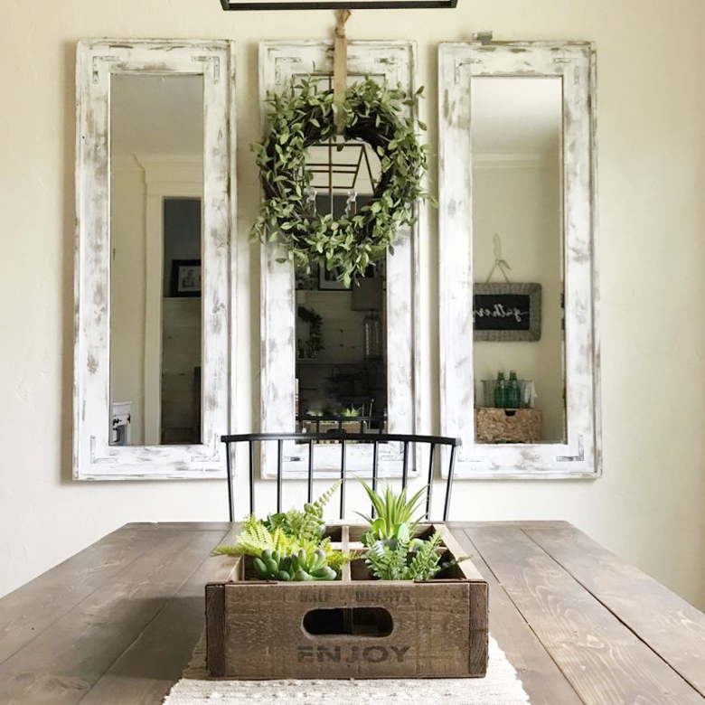 Easy DIY Rustic Dining Room Mirrors