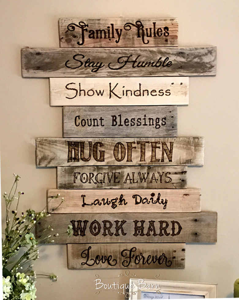 distressed wooden wall art