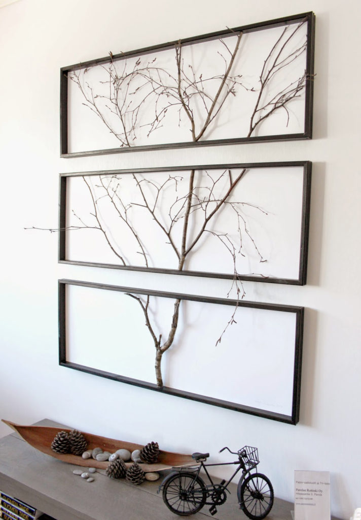 rustic wood branches wall decor