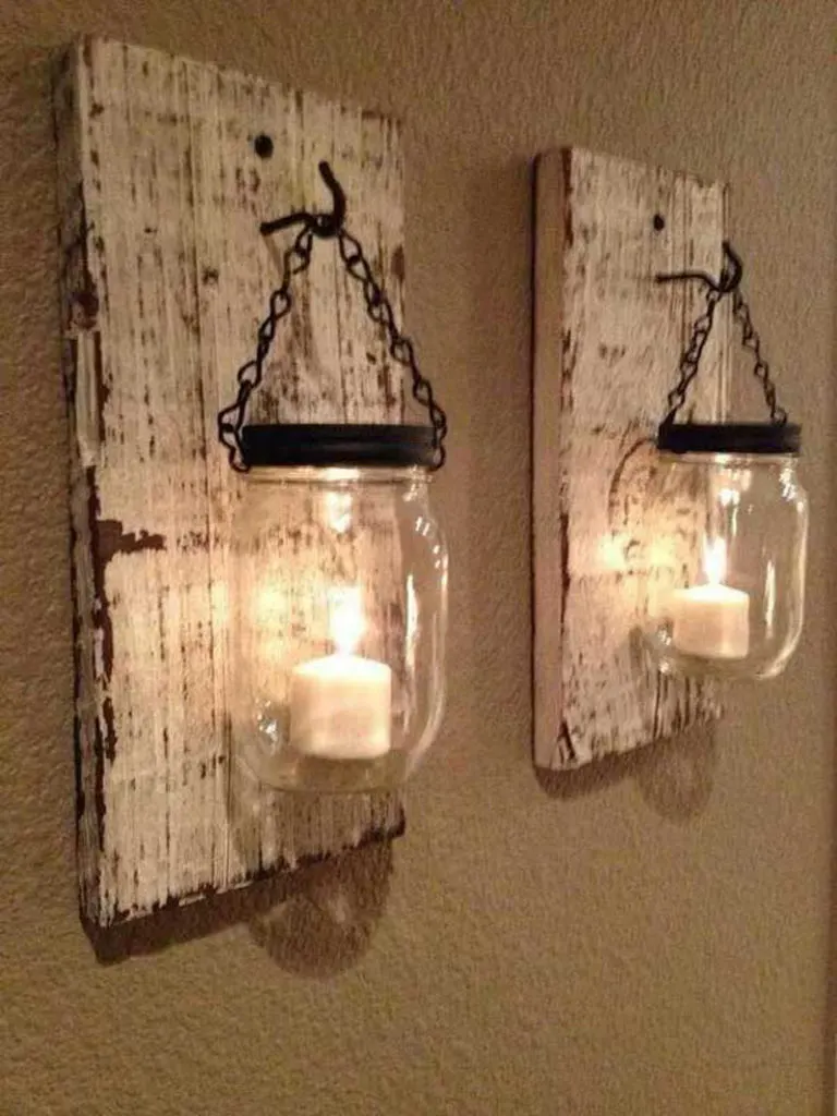 Mason Jars and Reclaimed Wood Light Sconces