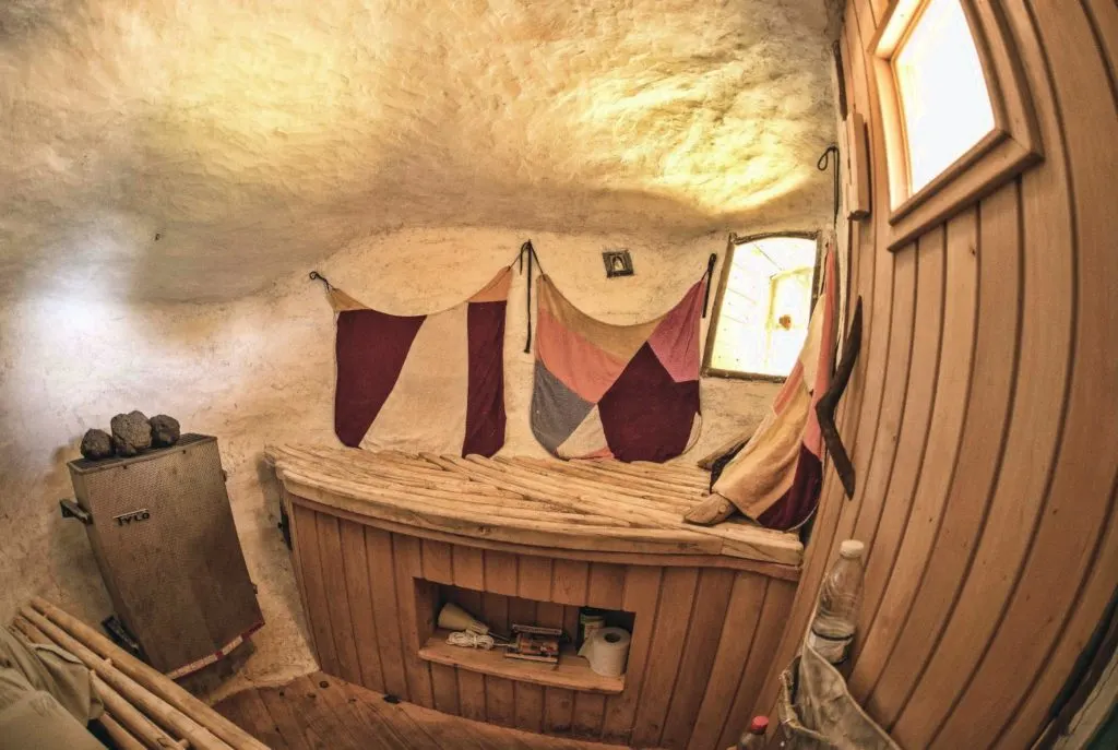 diy sauna - inside view