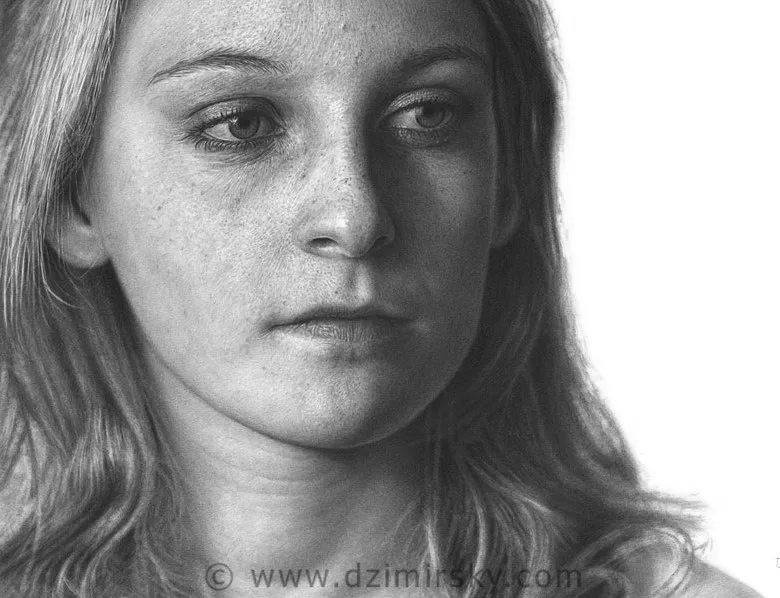 Girl's hyper-realistic portrait by German artist Dirk Dzimirsky