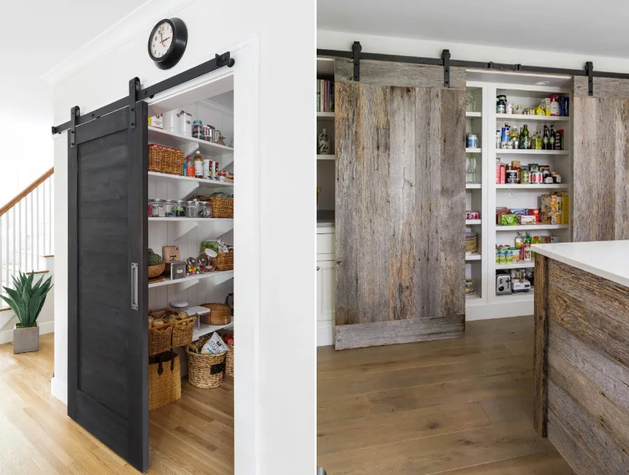 modern and rustic pantry barn doors add decor and functionality by craft-mart