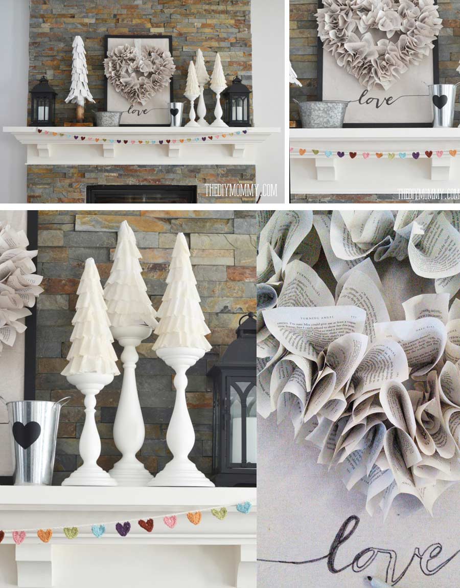 Easy Valentine Day Home Décor by craft-mart.com Rustic and Neutral mantel
