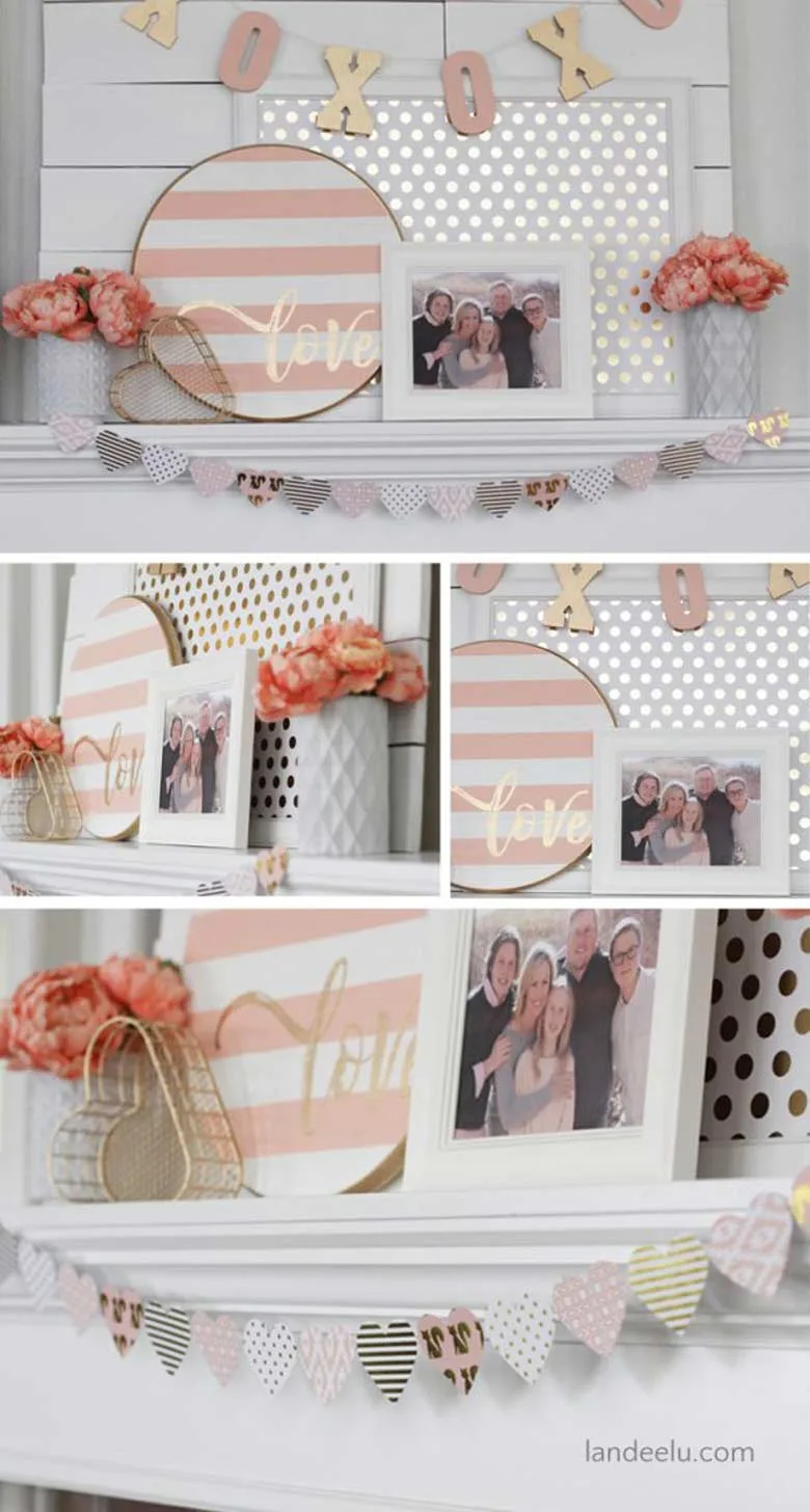 Easy Valentine Day Home Décor by craft-mart.com pink and gold