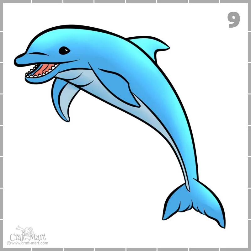 How to Draw a Dolphin Step by Step - EasyLineDrawing | Dolphin drawing,  Dolphin painting, Cartoon dolphin
