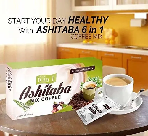 Replace Ashitaba tea with this Ashitaba Mix Coffee - an organic coffee with a great number of health benefits which helps you to boost your immune system and serves as an anti-oxidant to our body.