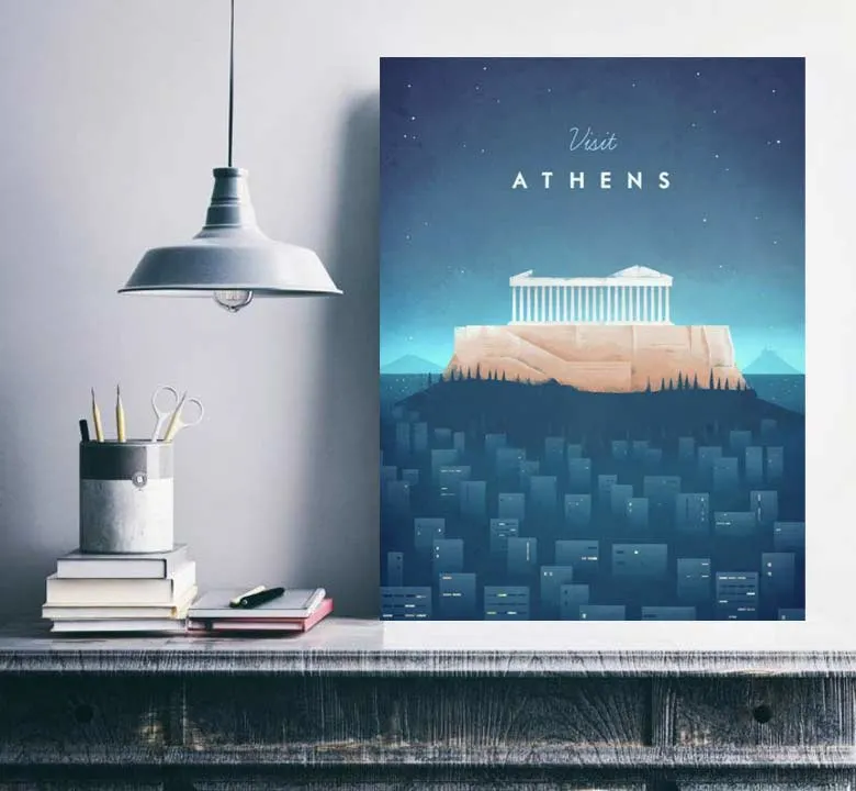Visit Athens - Vintage Travel Poster by Henry Rivers