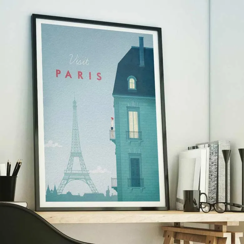 Visit Paris Vintage Travel Poster by Henry Rivers