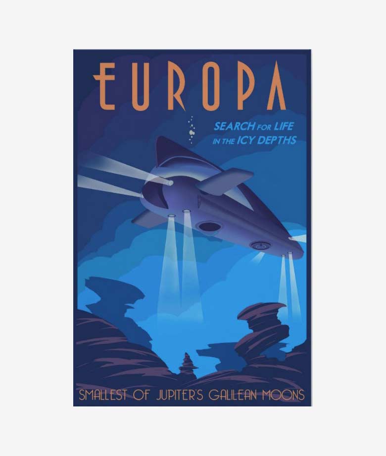 search for life on jupiters moon europa poster