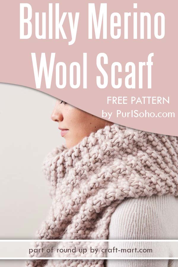Bulky Merino Wool Scarf - FREE PATTERN (garter stitch) knitted with Gentle Giant pure merino wool #chunkyknitting #bulkymerinowool #freeknittingpattern