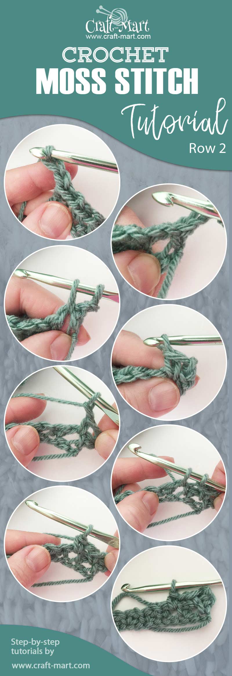 how to crochet a blanket - moss stitch tutorial row 2