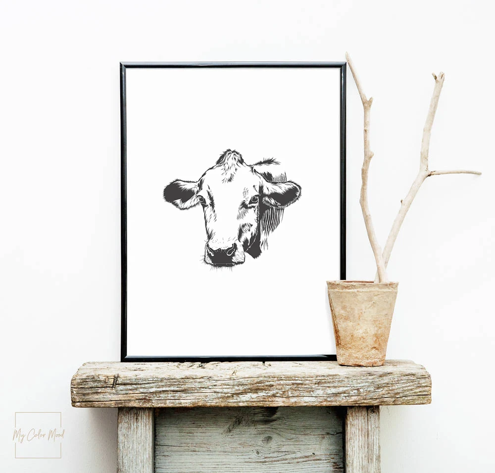 modern cow wall art