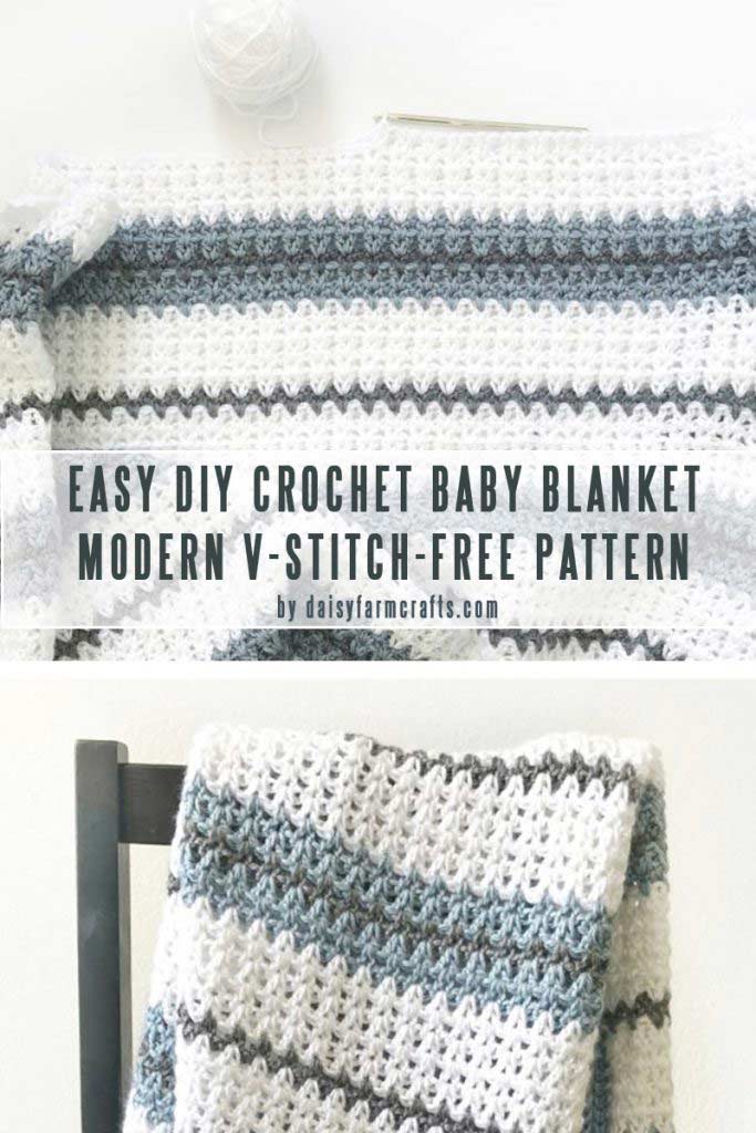 Modern Double Crochet V-Stitch Blanket