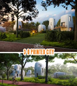 These futuristic homes will be 3D printed near the city of Eindhoven.