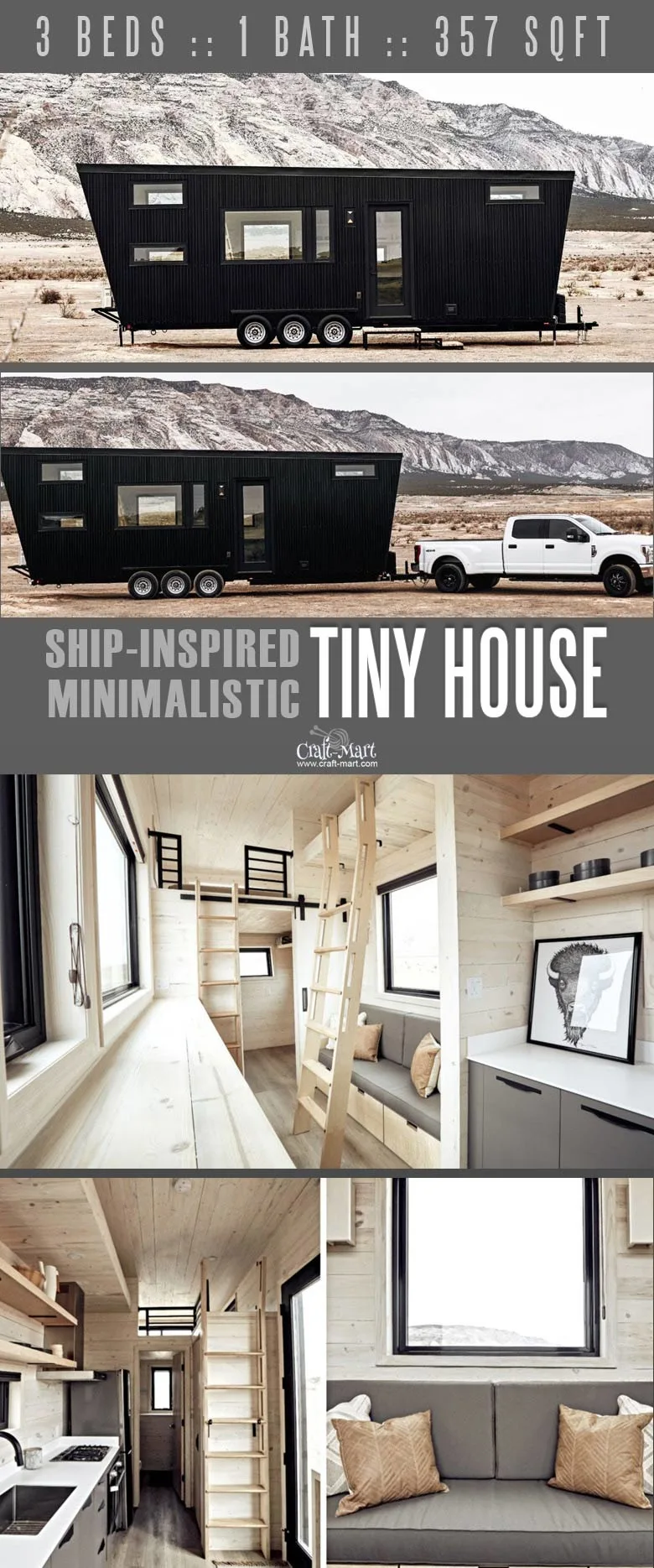 Minimalist tiny house that you may take anywhere. You can add custom features from most of the tiny home builders. Keep dreaming on or take an action and get one of these little affordable homes!#tinyhouseplans #tinyhome #tinyhouses #diywoodcrafts #diyproject #realestate #smallhouseplans