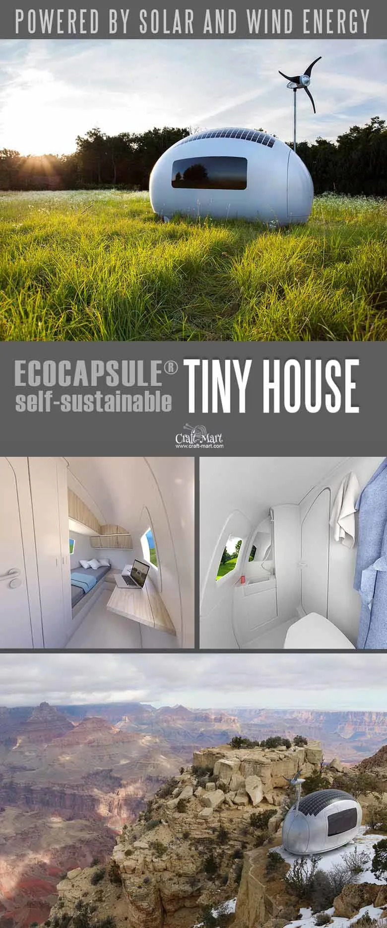 wind and solar powered tiny house - 100% sustainable and doesNOT need any utilities besides internet connection! Keep dreaming about your perfect tiny house or take an action and get one of these little affordable homes! #tinyhouseplans #tinyhome #tinyhouses #realestate #smallhouseplans
