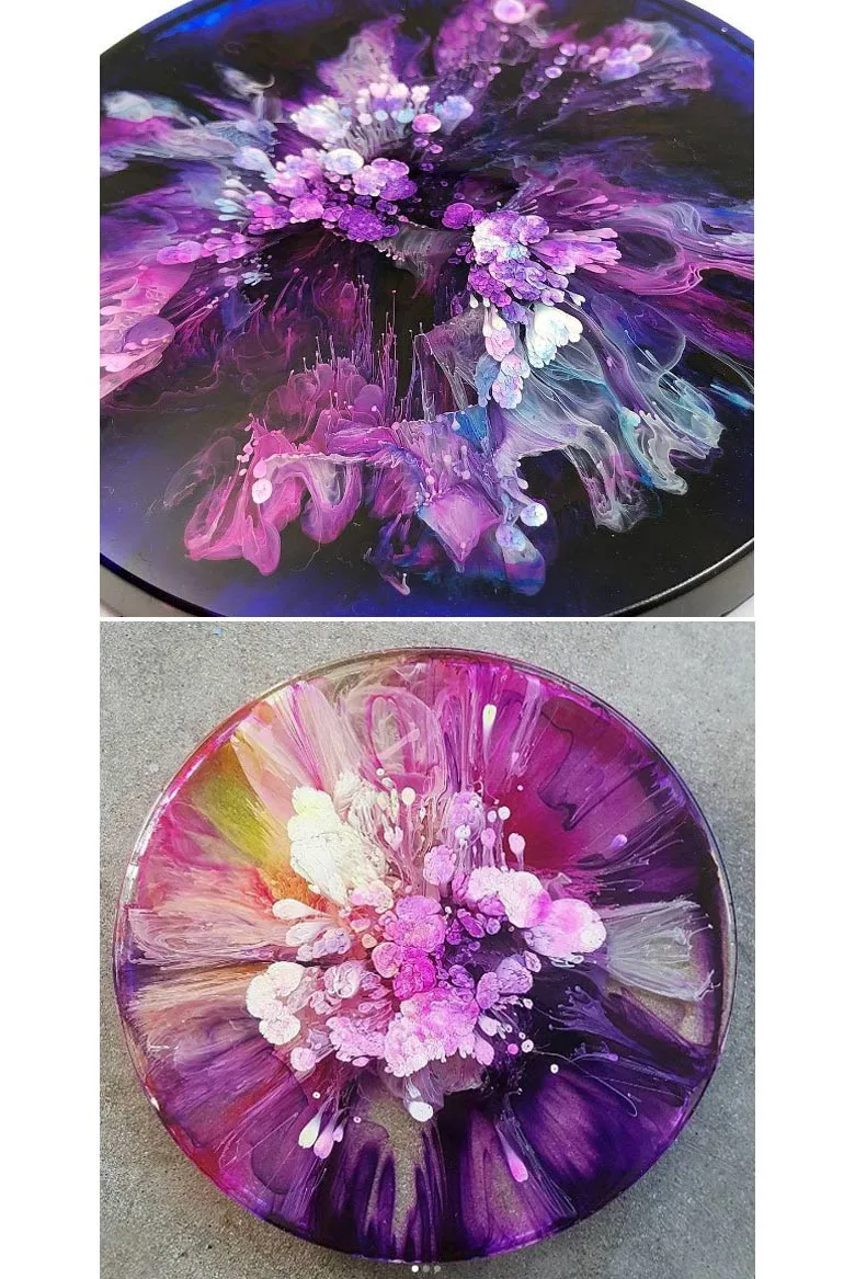 Table 2020cm Purple Acrylic Paint Pouring 