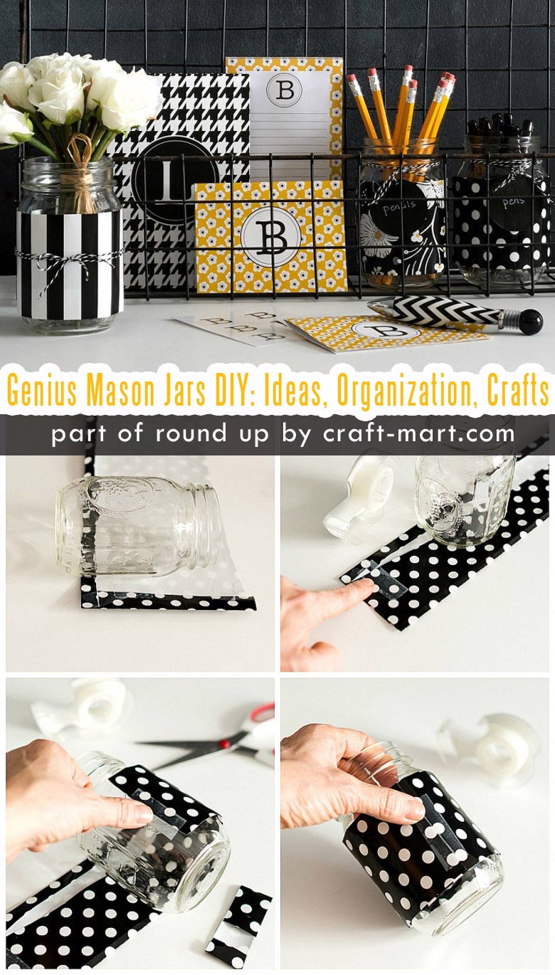 Genius Mason Jars DIY: Ideas, Organization, Crafts collection by craft-mart.com Modern Mason Jar Office Desk Organizer #masonjars #masonjarsdiy #diyprojects #masonjarsdecor #masonjarscrafts #masonjarsorganization