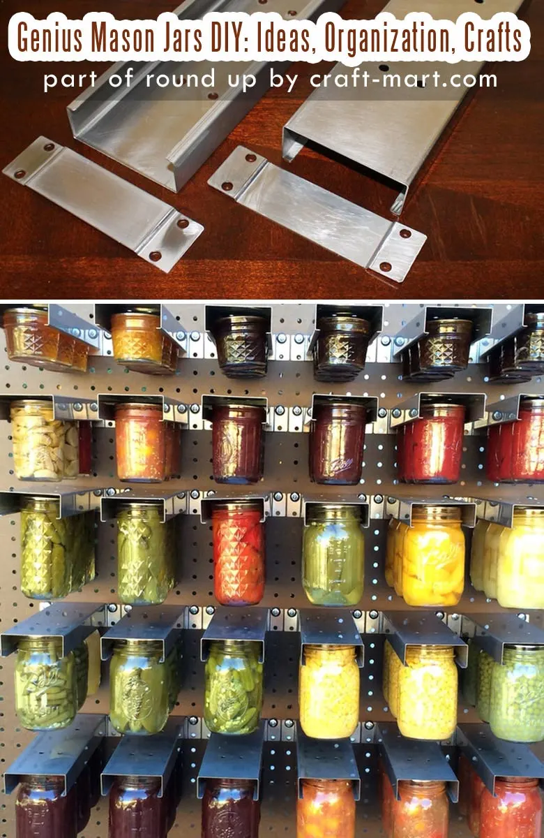 Genius Mason Jars DIY: Ideas, Organization, Crafts collection by craft-mart.com Mason Jar Hanger Pantry Organization Idea #masonjars #masonjarsdiy #diyprojects #masonjarsorganization #masonjarspantry 