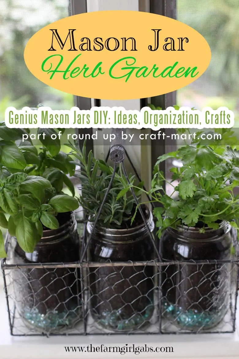 Genius Mason Jars DIY: Ideas, Organization, Crafts collection by craft-mart.com Mason Jar DIY Herb Garden #masonjarsgardening #masonjarsdiy #diyprojects