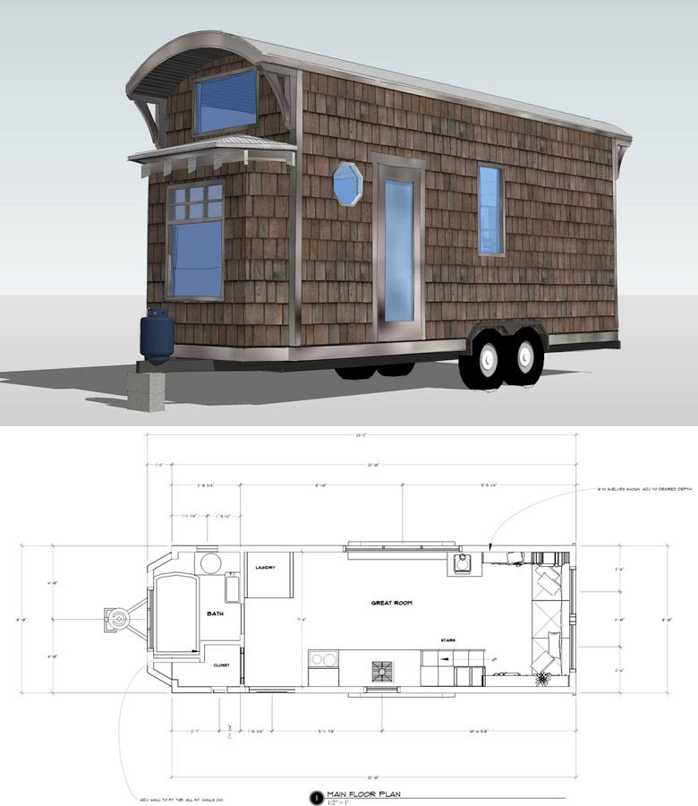 TINY HOME  PLANS 384 SQ.FT. WITH  FREE  ENERGY SAVING CHECKLIST 