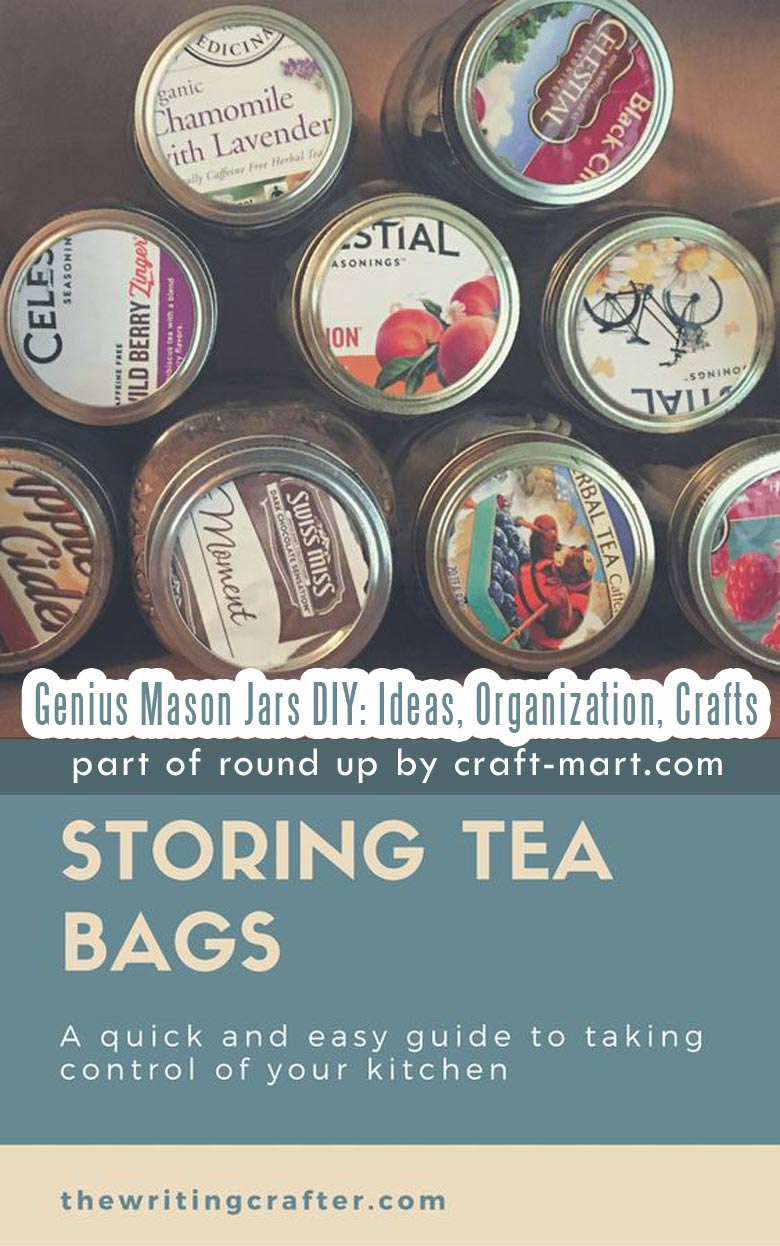 Genius Mason Jars DIY: Ideas, Organization, Crafts collection by craft-mart.com Mason Jar Hack: DIY Tea Organization Idea #diymasonjarhack #masonjarsdiy #masonjars
