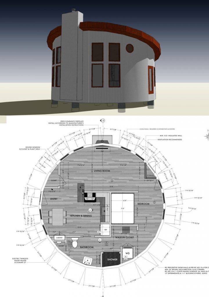 Round Tiny House Plan