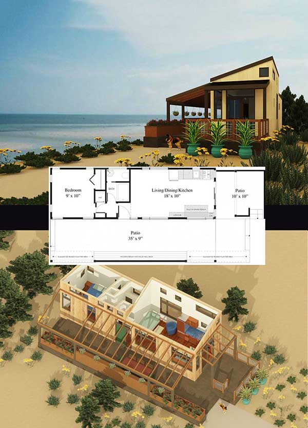 Sonoma tiny house floor plan for building your dream home without spending a fortune. Your tiny house doesn't have to be ugly or weird - just look at these architectural masterpieces! Chose from traditional plans to mobile tiny house plans that will allow you to change your lifestyle