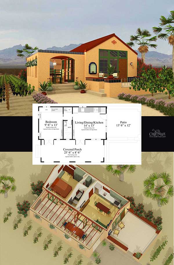 Santa Barbara tiny house plan for building your dream home without spending a fortune. Your tiny house doesn't have to be ugly or weird - just look at these architectural masterpieces! Chose from traditional plans to mobile tiny house plans that will allow you to change your lifestyle and be free!