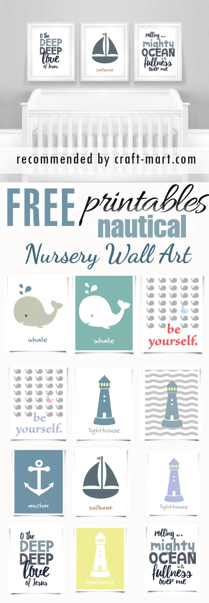 Nautical Nursery Art Prints - free printables #freeprintables #freenurseryprintables #freenurserywallart #cutenurseryprints #nauticalnurseryprintables #freenurseryprints