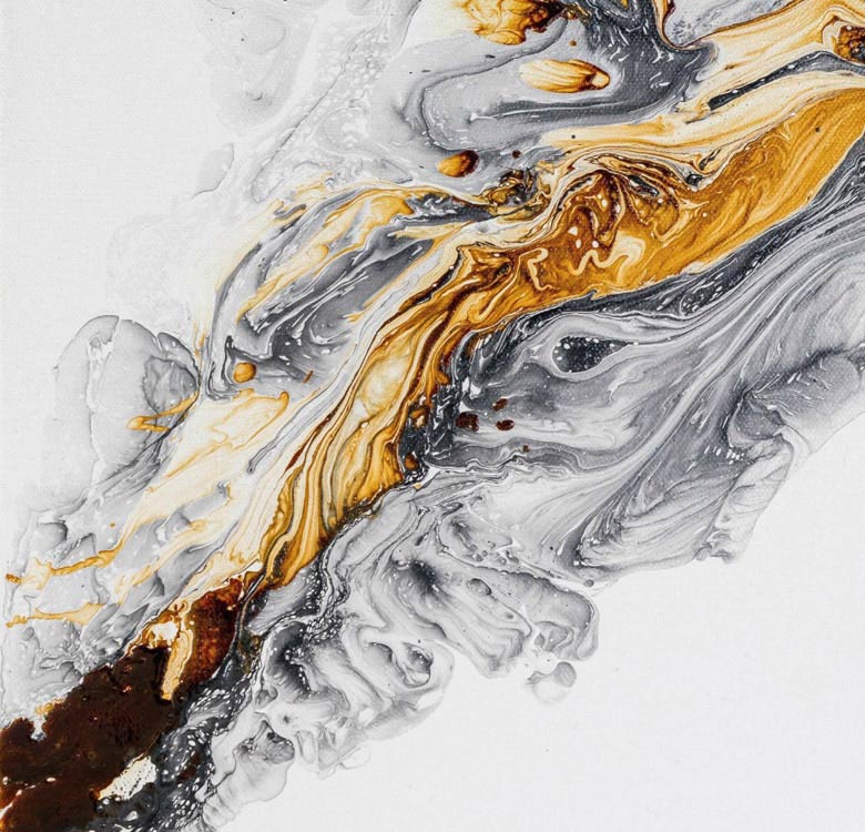 Looking for easy canvas painting ideas for beginners? Try Acrylic Pouring using white, yellow ochre, and black to give a modern look to your Abstract Painting.