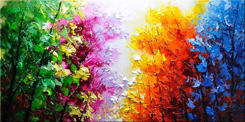 Painting colorful trees on canvas is always a good choice for wall art and is one of the most easiest canvas painting ideas for beginners.
