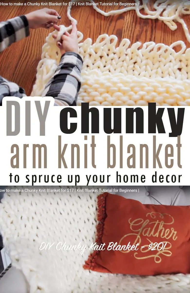 Chunky Blanket Hand Knit-DIY-SUPER EASY TUTORIAL-Blanket Under