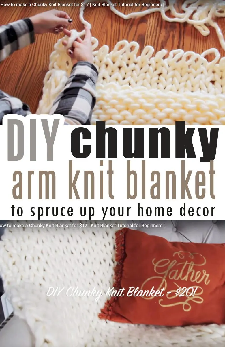 Chunky Blanket Hand Knit-DIY-SUPER EASY TUTORIAL-Blanket Under $100 