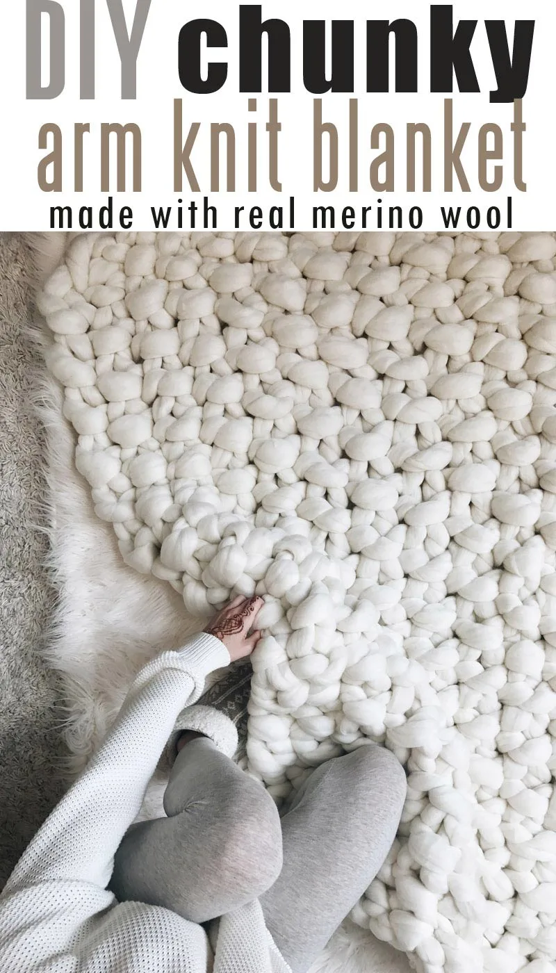 Arm-Knit Blanket Made with Merino Wool