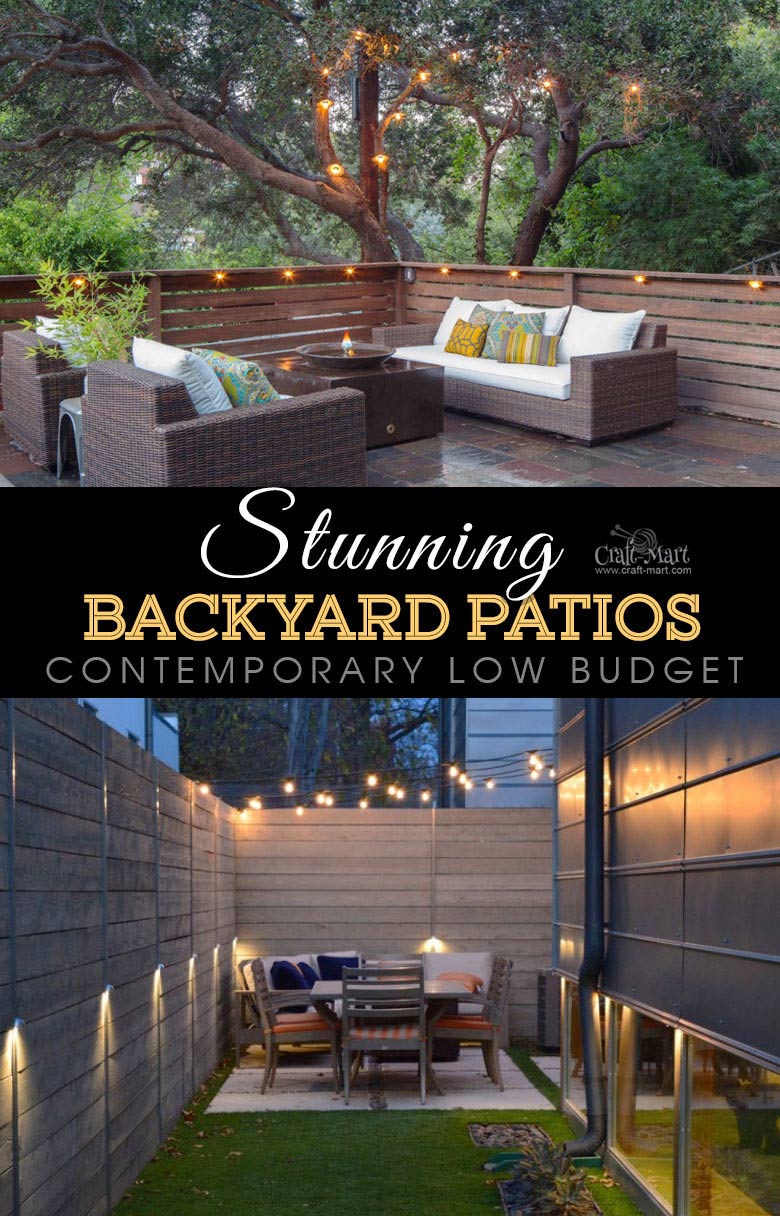 Contemporary low-budget patio and deck lighting. One of the best backyard patio designs with outdoor ceiling lights that may help with your own patio ideas or outdoor landscape lighting. Perfect for small backyard patio. #outdoorspace #outdoordecor #outdoorspaces #patiodecor #patio