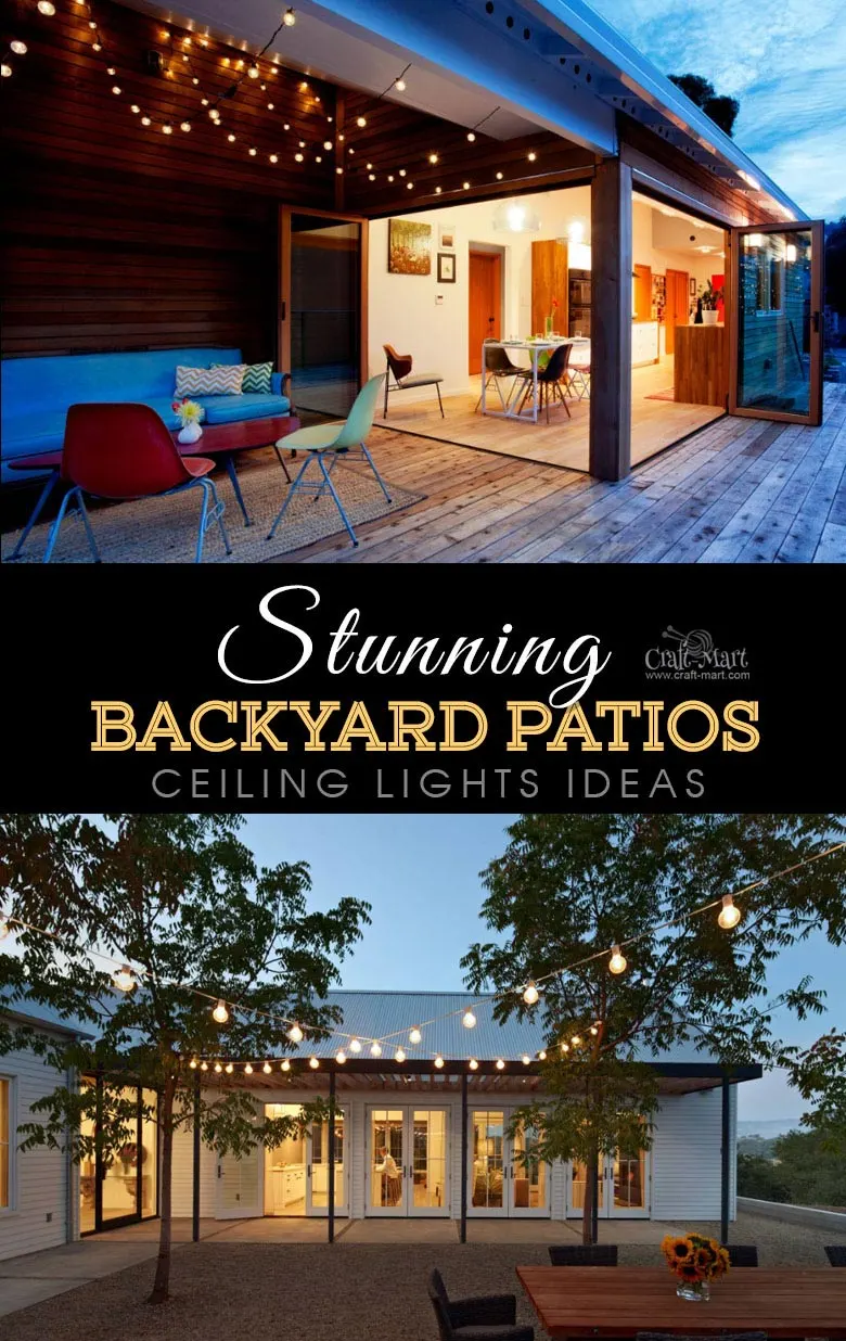 Ceiling lights for modern deck or patio. One of the best backyard patio designs with outdoor ceiling lights that may help with your own patio ideas or outdoor landscape lighting. Perfect for small backyard patio. #outdoorspace #outdoordecor #outdoorspaces #patiodecor #patio