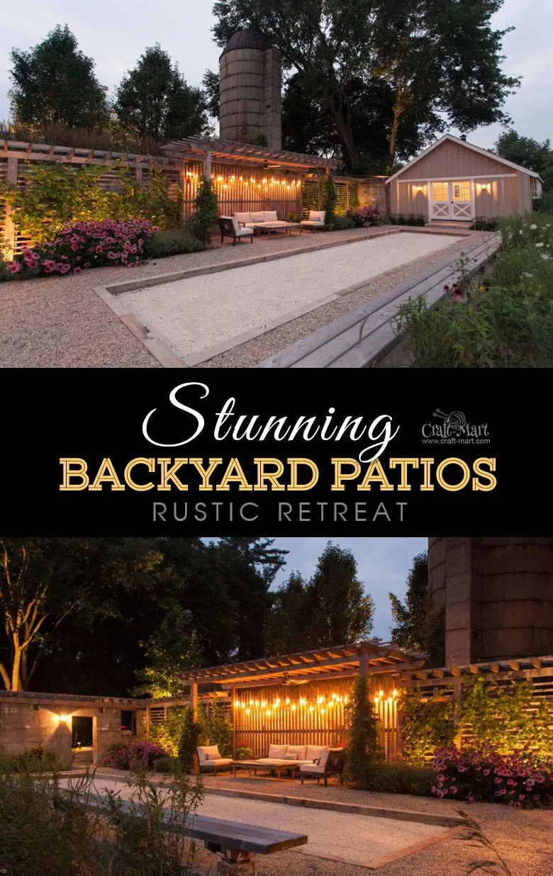 Rustic modern farmhouse retreat. One of the best backyard patio designs with outdoor ceiling lights that may help with your own patio ideas or outdoor landscape lighting. Perfect for small backyard patio. #outdoorspace #outdoordecor #outdoorspaces #patiodecor #patio