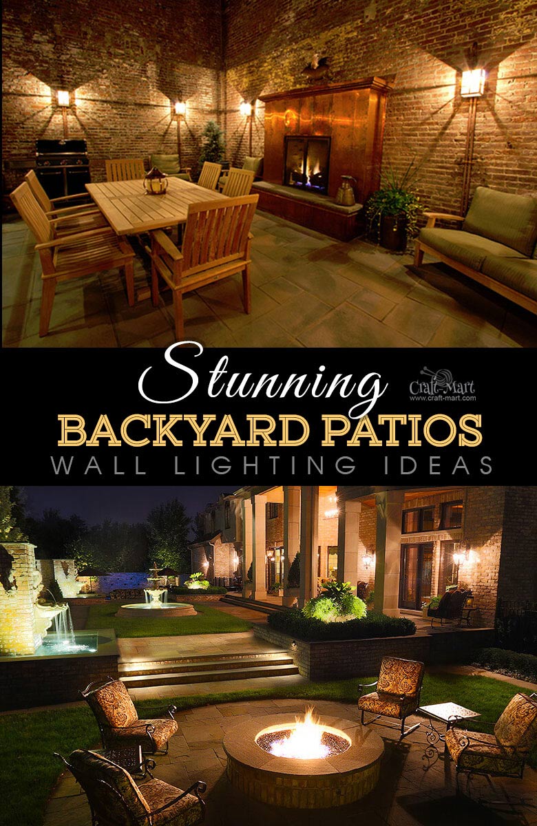 Wall-mounted backyard patio lights. One of the best backyard patios with lights that may help with your own patio ideas or outdoor landscape lighting. Perfect for small backyard patio. #outdoorspace #outdoordecor #outdoorspaces #patiodecor #patio